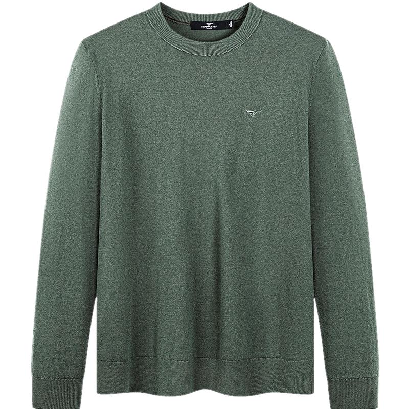 Qipilang Men's 100% Wool Round Neck Sweater