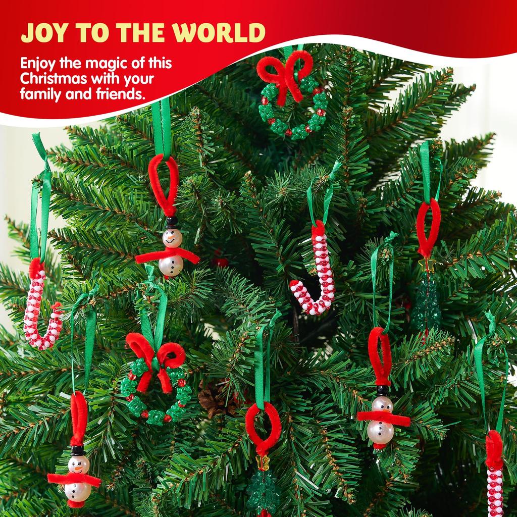 Joyfy Christmas Beaded Ornament Craft Make Up To 40 Hanging Ornaments of Snowman Xmas TreeCandy Canes for Xmas Ornaments Craft