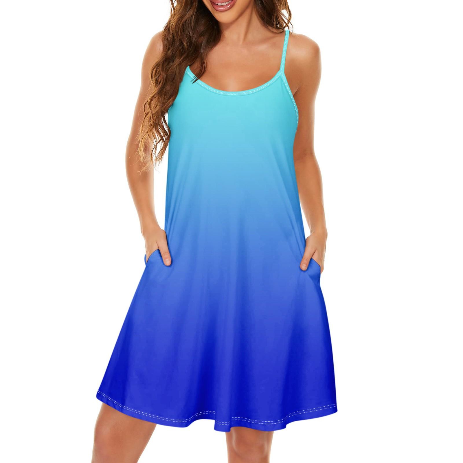 

Женское облегающее платье, модное однотонное платье с круглым вырезом и карманом на бретельках XL синий