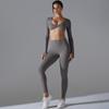 Yoga Clothing Trend Sports Gathering Long Sleeved Solid Color Slim Fit Elastic Fitness Clothing Running Training Sports Suit