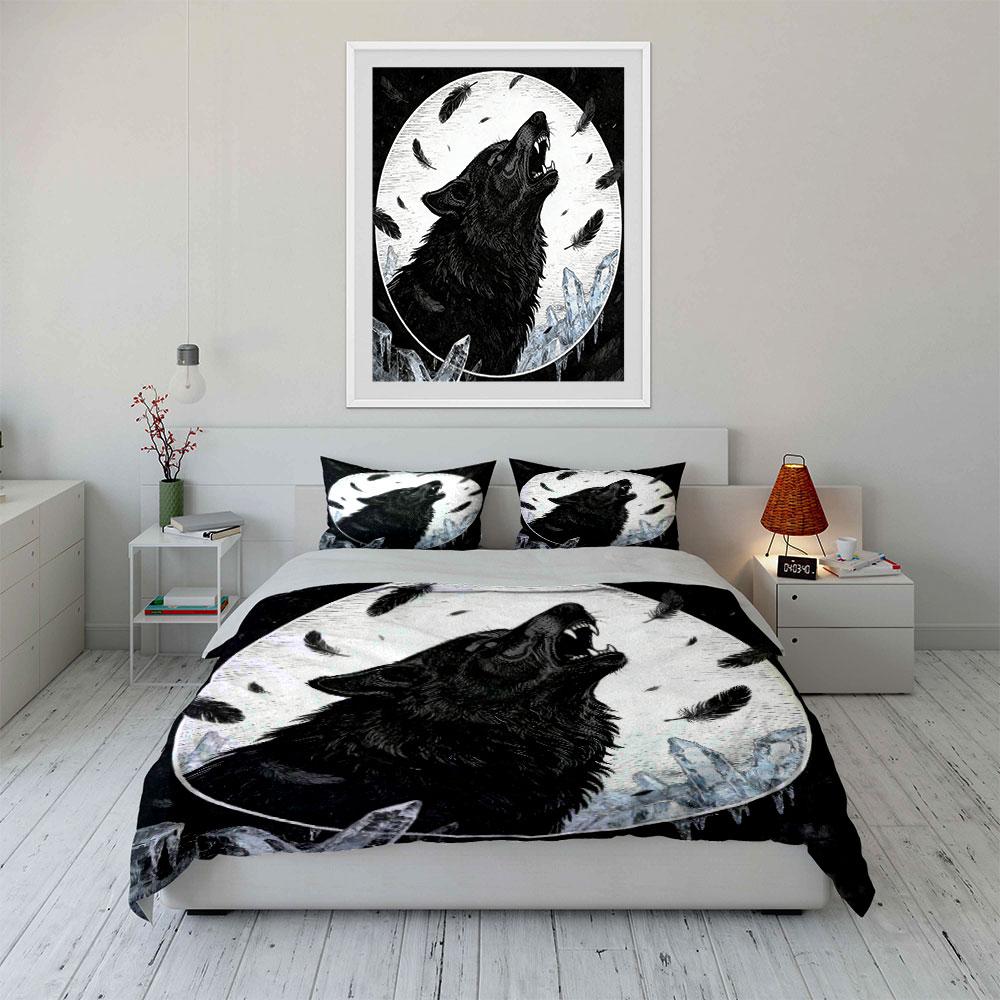 Wolf Art Decor Set - Home Soft Comfortable Duvet Cover Bedding Set Included 1*Duvet Cover & 2*Pillowcases, Gift