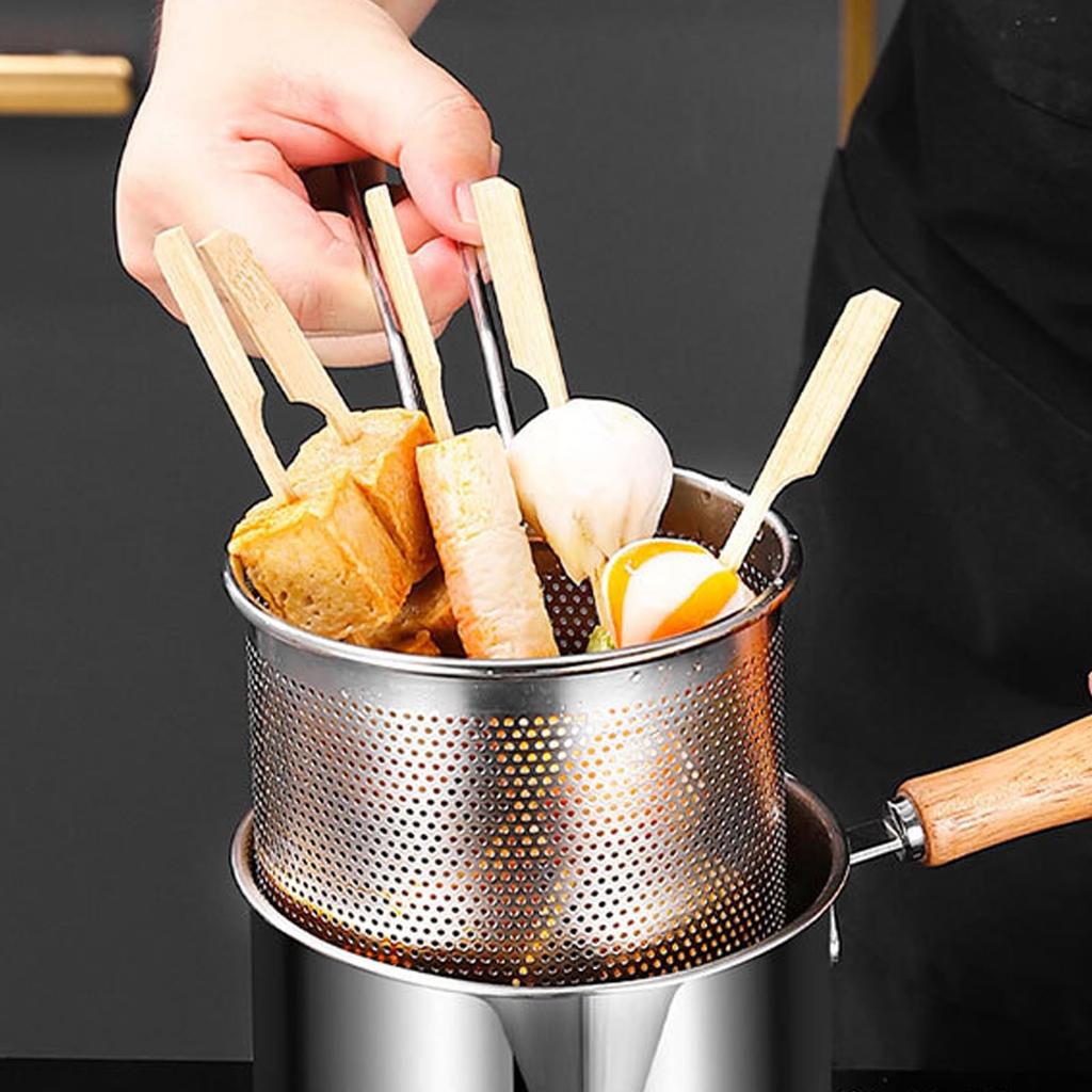 HARUMAKI Tempura Deep Pasta Stainless Steel with Deep Fryer for One Includes Draining Fryer for Home Gas Compatible Pot, Fryer, Pot, Lid, Person,