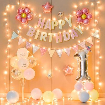 Set di Palloncini per il 1° Compleanno di una Bambina - Decorazioni Murali per Feste