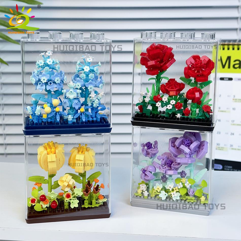 Non-Toxic Moc Bouquet Sunflower Potted Plant Micro Building Blocks Eternal Flower Model Diy Home Desk Decoration Brick Toys Gift