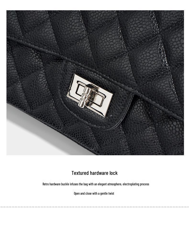 Genuine Leather Quilted Chain Crossbody Bag - Elegant Small Square Shoulder Bag