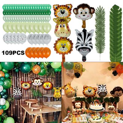 1 zestaw balonów urodzinowych Jungle Animal Monkey Lion Tiger Helium Globos na Safari Wild Kids Birthday Party Decor Baby Shower Gift
