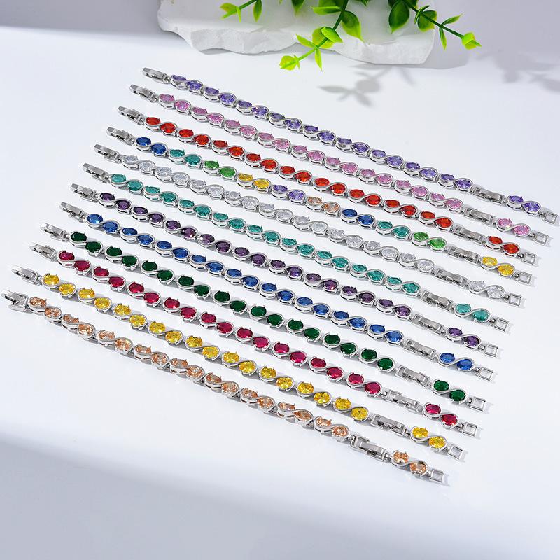 Women'S Creative Bracelet Hipster Accessories Round Simple Copper Zircon Bracelet