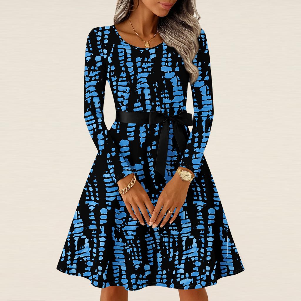 Women's Casual Fashion Long Sleeve  Vintage Long Dresses