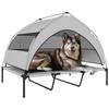 Elevated Outdoor Dog Bed with Canopy, Extra-large Dogs, Steel Frame, 122 X 92 X 94 Cm, Light Grey