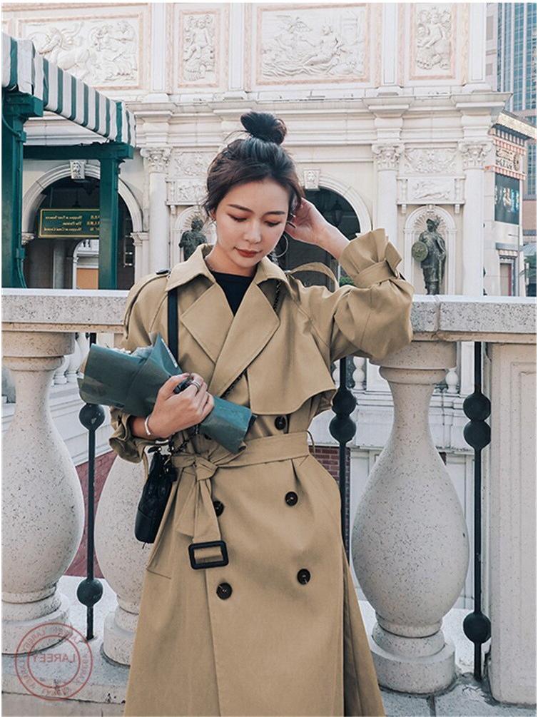 Women's Mid-Length Trench Coat: 2023 Korean High-End Casual Loose British Style Autumn Outerwear