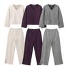 2024 Winter Drape Fleece V-Neck Sweatshirt and Wide-Leg Pants Set: European & American Casual Fashion