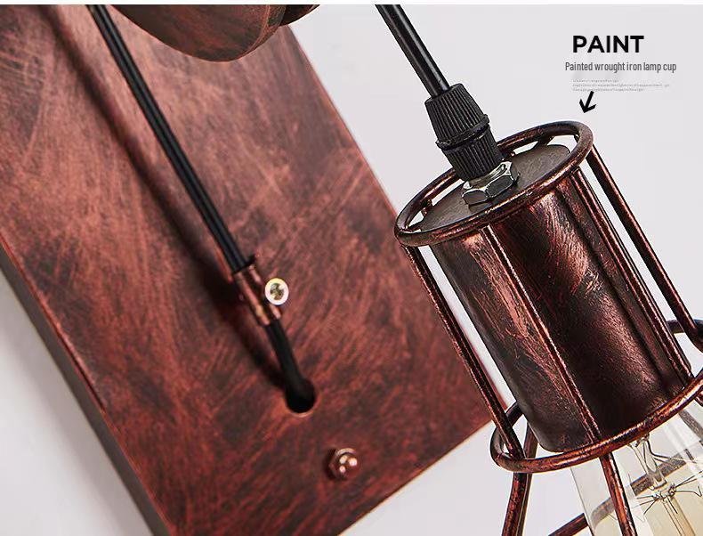 Industrial Retro Iron Art Wall Lamp with Pulley for Restaurants, Corridors, and Hallways