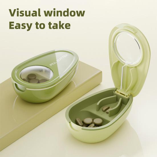 Pill Cutter Storage Box Divider Food-Grade Safe Material Compact Design Odor Prevention Health Care Medicine Case Organizer