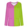 Women's Fashion V-Neck Long Sleeve Workwear With Pocket Striped Printed T-Shirt Top