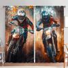 Artistic Panels Motorcycle Rider Printed Curtain Home Decoration Curtains All Season Decorative Polyester