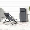 Sun Loungers, Set of 2, Folding Aluminum, 5-Position Backrest, Headrest, 60 X 100 X 85 Cm, Grey