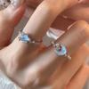 PONYKISS  Sterling Silver Star Moon Pearl Zircon Rings for Women Romantic Fine  Minimalist Opening Accessories