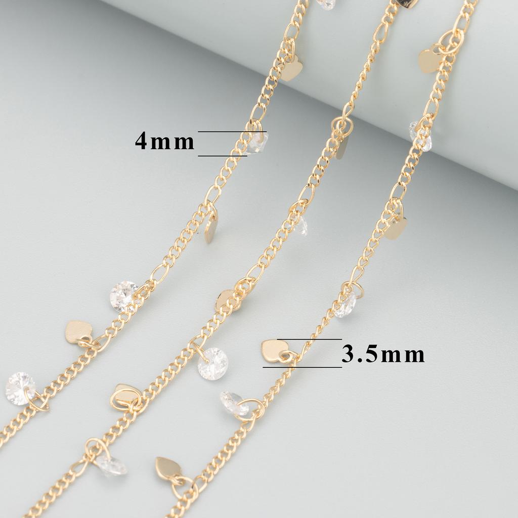 C67 1m/lot Necklace Tassel Chain Simple Style 18K Gold Plated Trendy Copper Zircons Jewelry Making Accessories