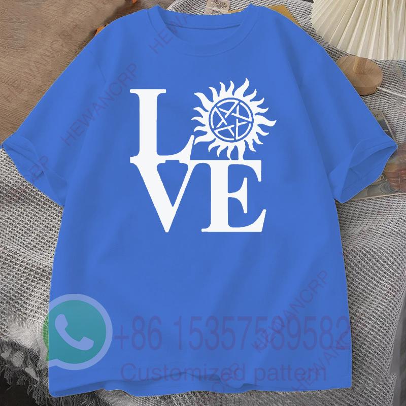 Supernatural Love Mens TShirt Mens Tracksuit Letter Printed Summer Casual Sportswear Round Neck Shortsleeved Cotton Pullover