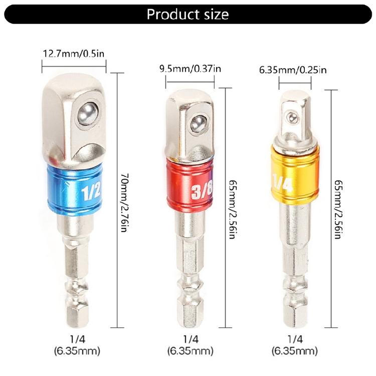 1/4in 3/8in 1/2in Stecknussadapter Verlängerung Vierkant-Stecknussadapter Stecknuss zu Bohradapter Bohrerbit Bohrerverlängerungsbit