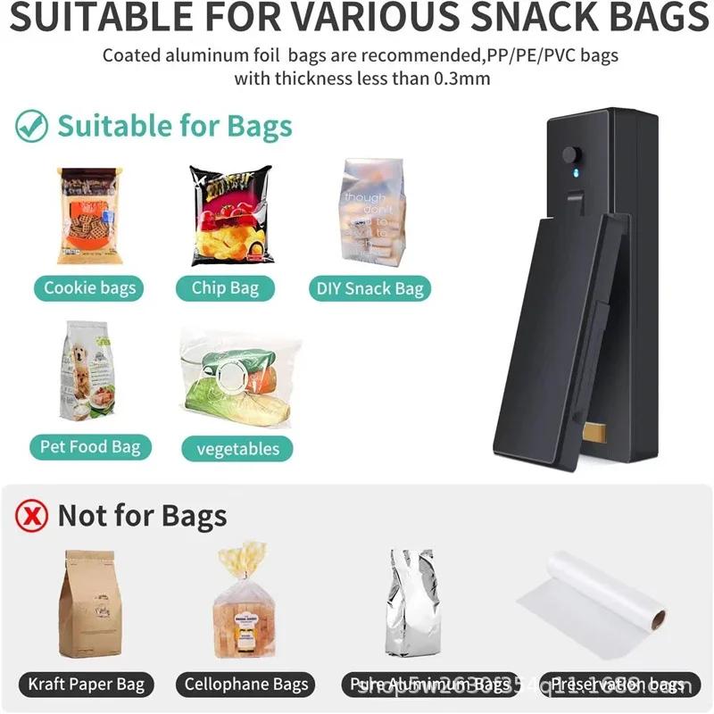 Heat Sealer USB Rechargtable Mini Sealing Machine Storage Bag Clip Mini Sealing Machine Sticker Seal for Food Snack Kitchen Gadg
