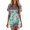 Women's Summer Fashion V Neck Short Sleeve Casual Retro Printed Dress Lightweight Comfortable Fit Versatile Style Suitable for Daily Wear