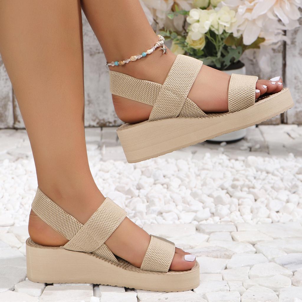 Women's Fashion Trend Anti-slip Wear-resistant Pure Black Belt Soft Soled High-heeled Sandals