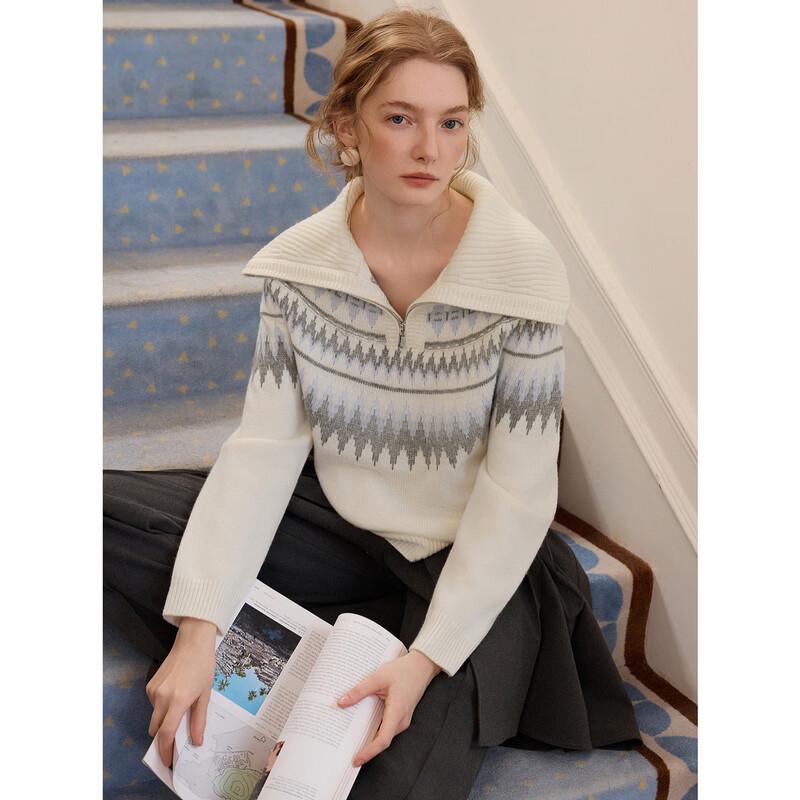 ELLE Women s Fair Isle Pullover Sweater L