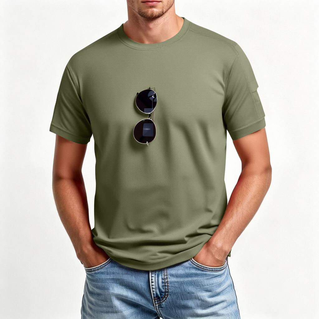 Men's Summer Round Neck T-Shirt, Quick-Drying Casual Sports Short Sleeve Top