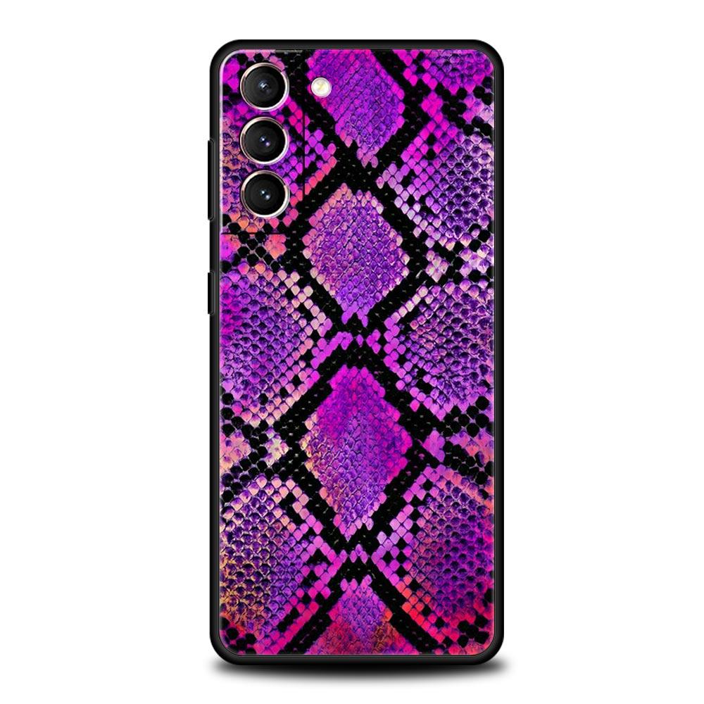 Pretty Luxury Snake Skin Phone Case For Samsung Galaxy S24 S23 S22 S20 Ultra S21 FE 5G S10 S9 Plus S10E Soft Silicone Cover