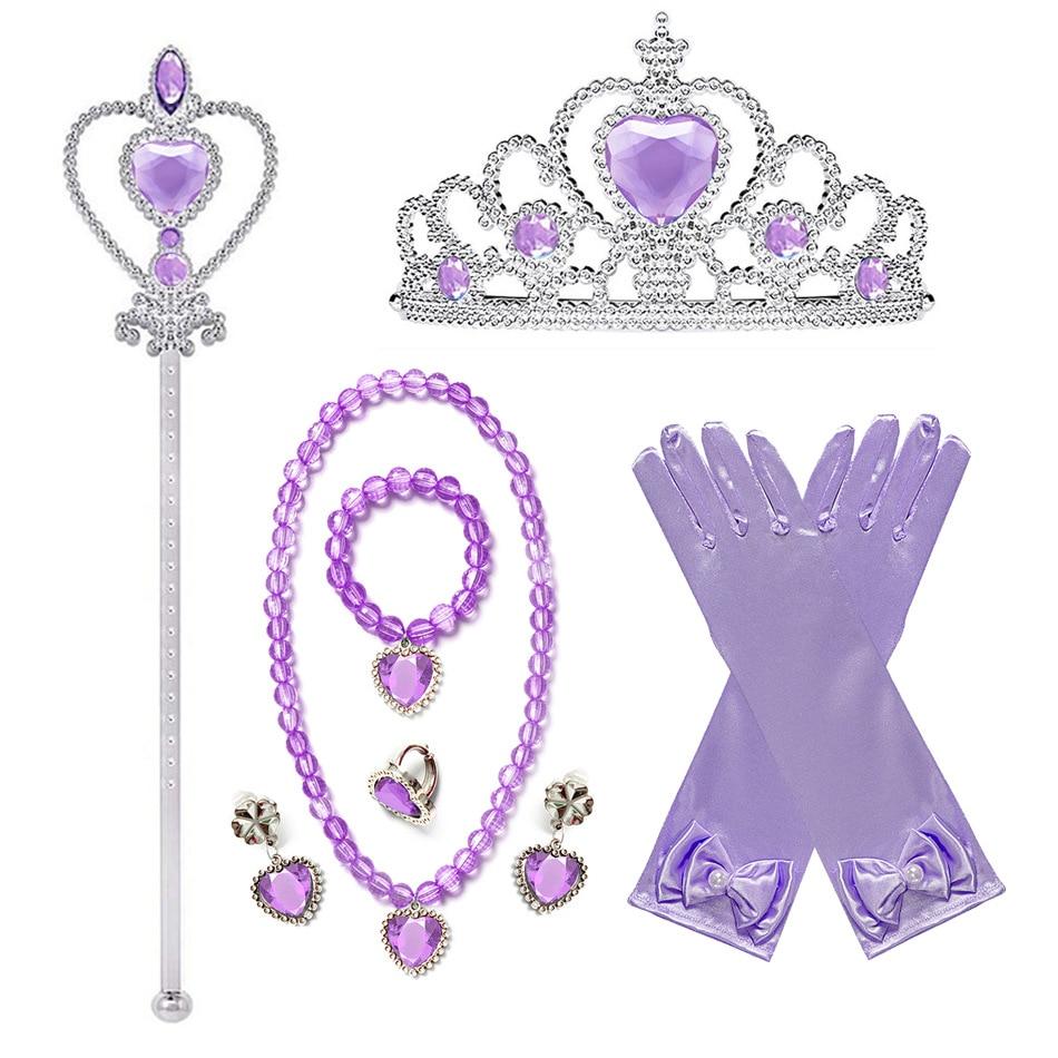 EvrikaUnity Princess Sofia Costume for Girls, Set with Crown and Accessories, Premium Fabric, 6-7 Years, 140 Cm, Purple