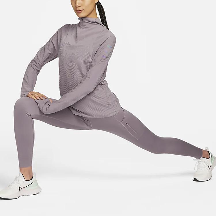 Nike Go Unleashed Series Solid Color Logo Pocket Trimmed Slim Fit Workout Pants Women pants Smoky-Purple DQ5673-531