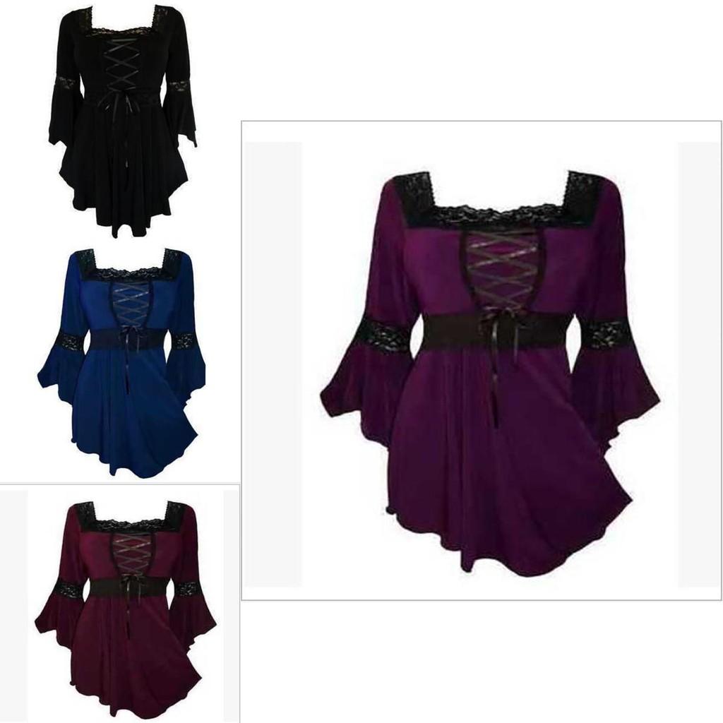 Elegant Plus Size Women Lace Up Blouse With Ruffle Details And Long Bell Sleeves