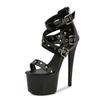 Summer Nightclub Pole Dancing Shoes Platform Shoes 16.5CM Party Rivet Ankle Strap Sandal Women Model Extreme High Heels Sandals