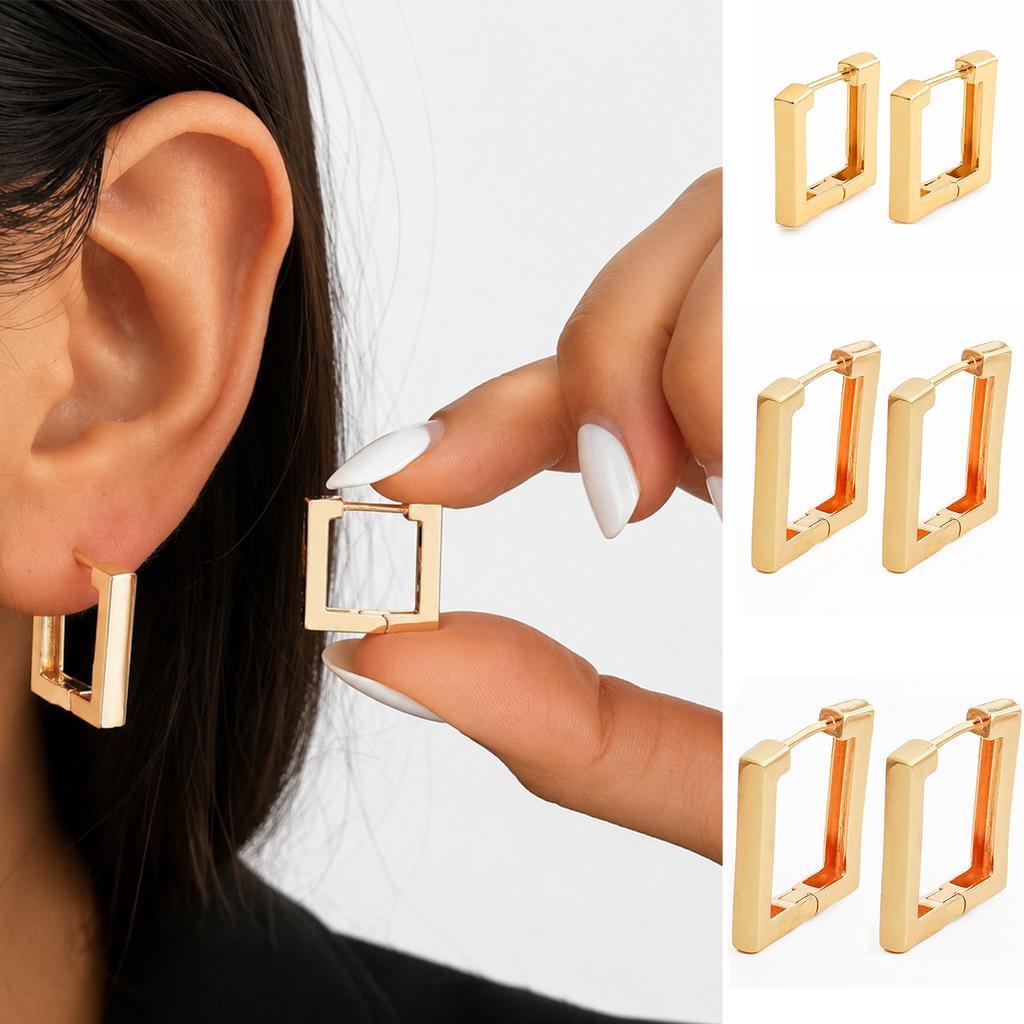 Xiyin hot-selling copper earrings fashionable light luxury high sense exquisite square earrings women spot