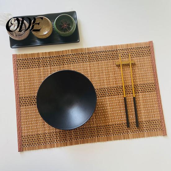 Natural Bamboo Table Mats Woven Placemat Retangle Shape Thickened Heat-Resistant Oil-Resistant Non-Slip Place Settings Parties Weddings Banquets