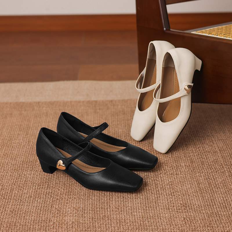 Krazing Pot Microfiber Square Toe Thick Med Heels Spring Summer Shoes Big Size 43 concise style Women Office Lady Pumps