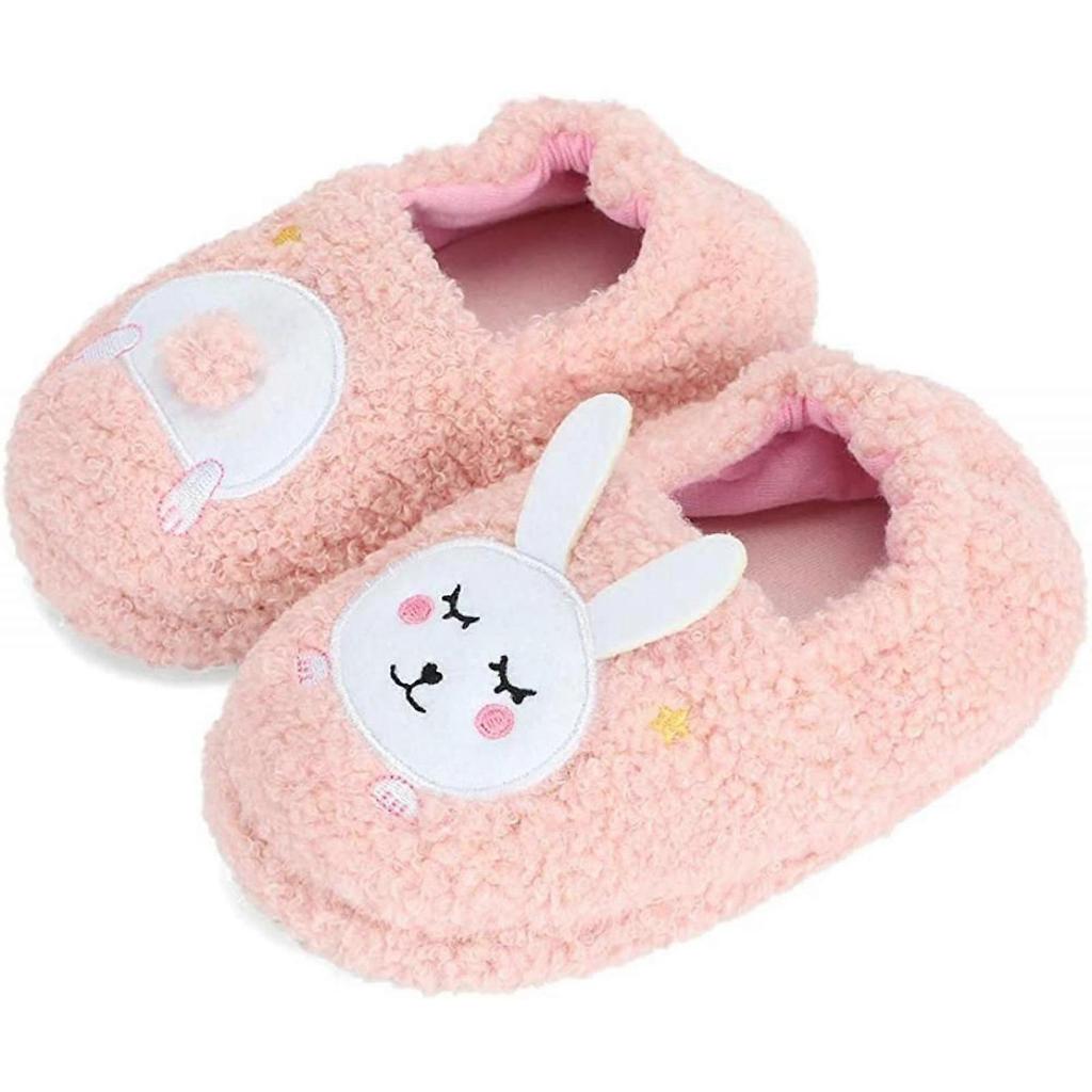 AVEKI Toddler Girls' Bunny Slipper Cartoon Rabbit Warm Winter House Shoes, Cute&Bunny, 11-12 Little Kid