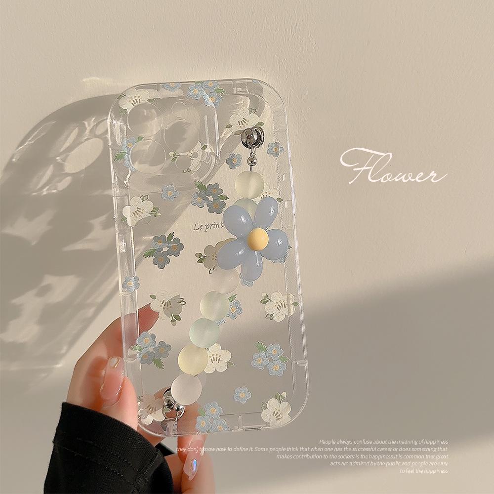 

Floral Summer Soft Transparent Case & Flower Bracelet for iPhone 13/14 Pro Max 14 Pro Max