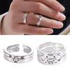 Dull Polish Animal Couple Ring Geometric Valentine's Day Gift Cat Opening Ring  Best Friends