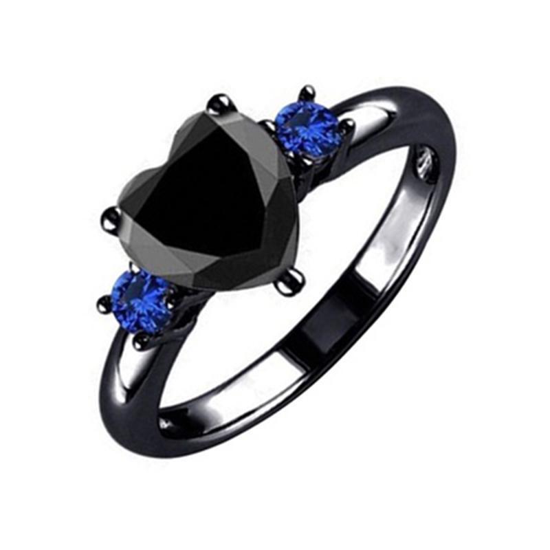 Stylish Gun Black Love Heart Ring Crafted From Premium Quality Copper Jewelry 6 чёрный