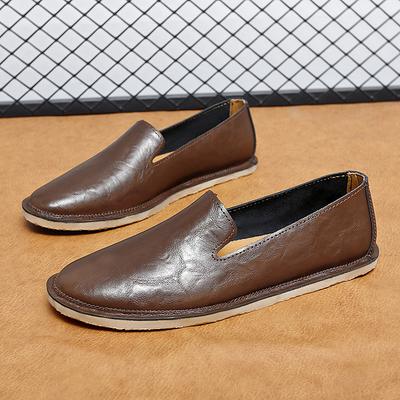 2025 Spring Autumn New Flat Comfort Loafers Brand Men's Leather Casual Shoes Versatile Men's Park Walking Shoes