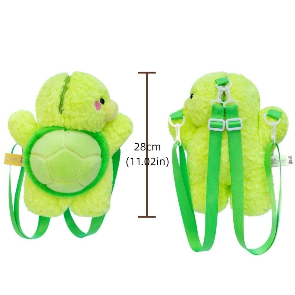 Animals Green Turtle Plush Backpack Phone Bag Cartoon Plush Schoolbag  Lady