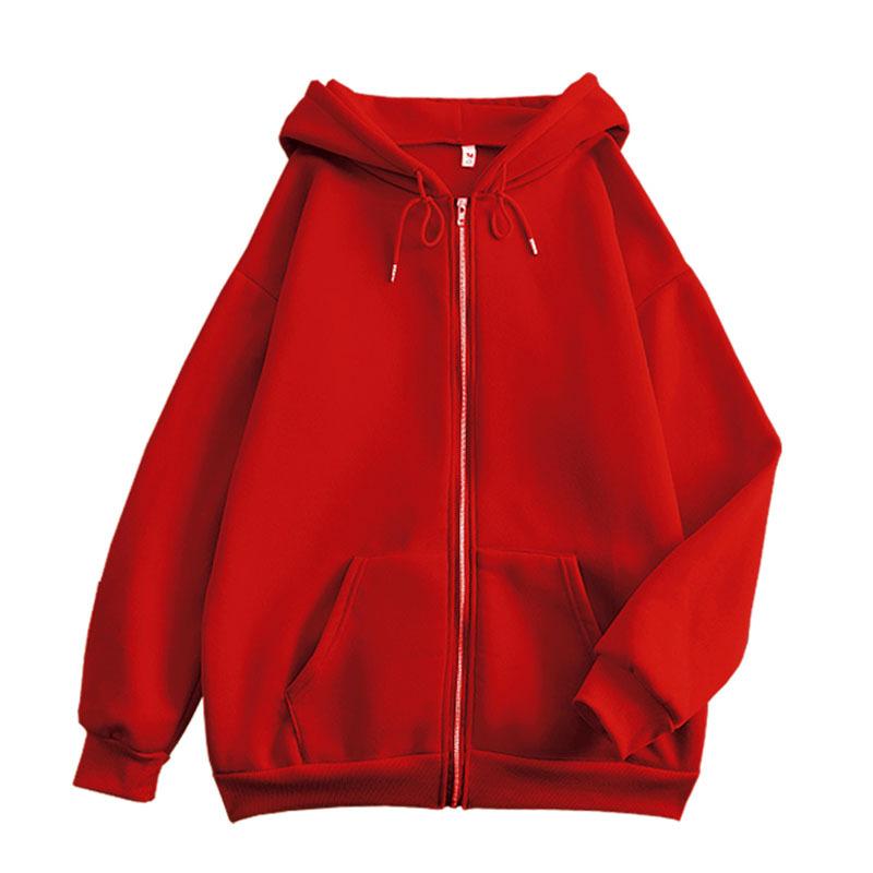 Einfacher einfarbiger Reißverschluss-Hoodie Unisex Leere übergroße Kapuzenjacke Anpassbares Langarm-Sweatshirt