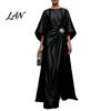 Lightweight Summer Dress Women's Satin Batwing Sleeve Maxi Dress, Rhinestone Accent Crew Neck Elegant Solid Color Evening Party A Line Formal Wedding