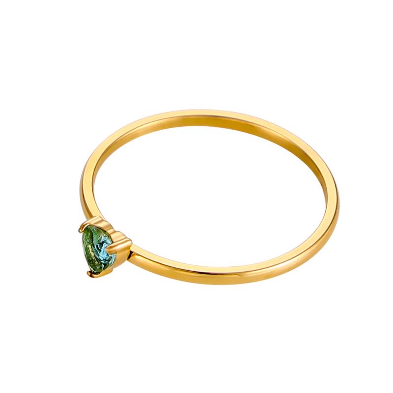 CARLIDANA Birthstone Rings for Women Birthday Gifts Jewelry Gold Plated Stainless Steel Rings Months Peach Heart Zircon Rings
