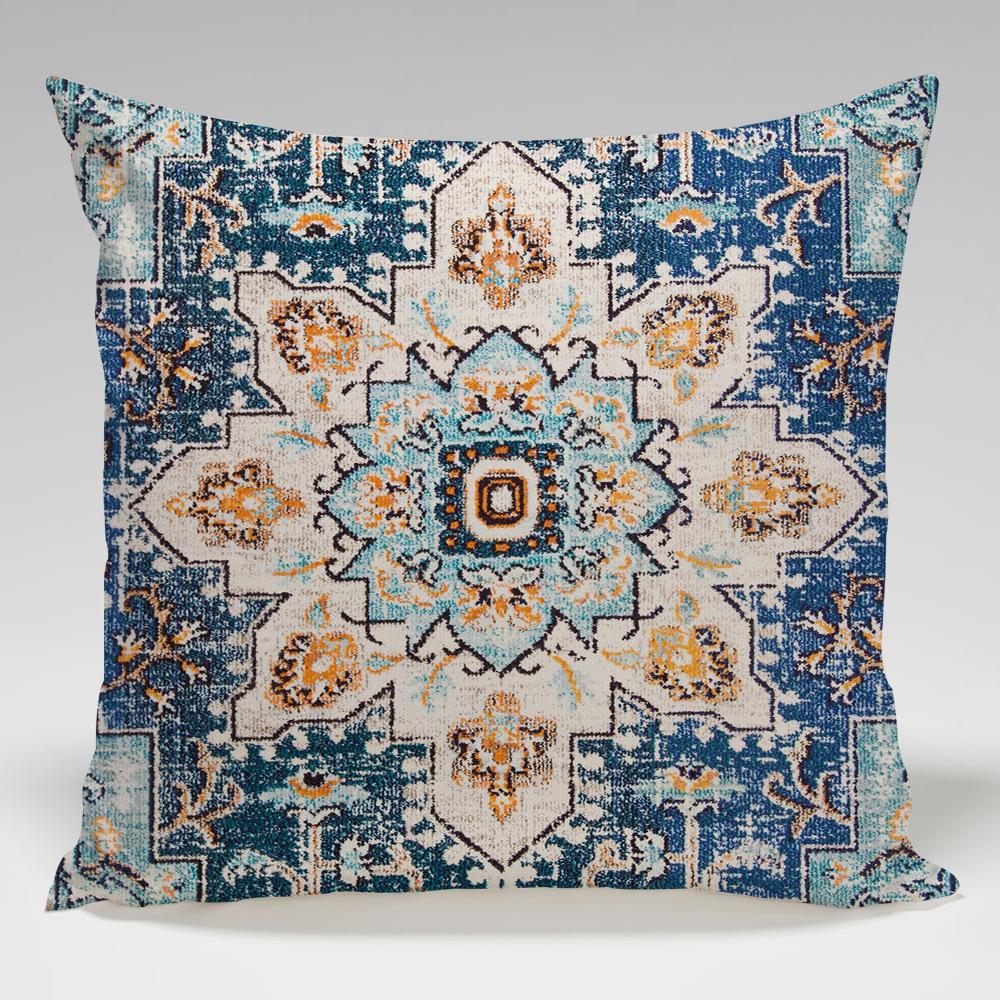 Retro Persian Geometric Patterns Throw Pillow Cover With Short Plush Print For Living Room Sofa Decoration Cushion Cover
