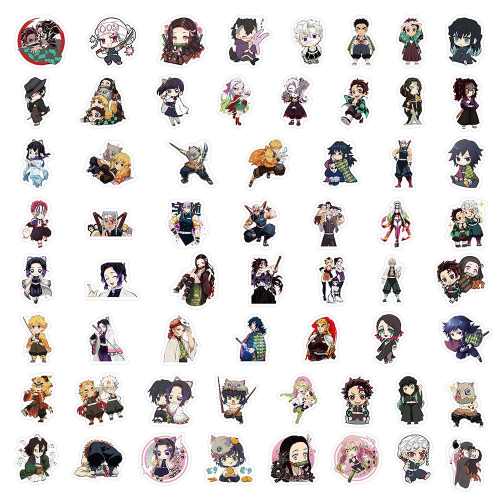 60 pegatinas de dibujos animados de personajes de anime Demon Slayer para decorar teléfonos móviles, agendas y otros artículos: calcomanías decorativas impermeables
