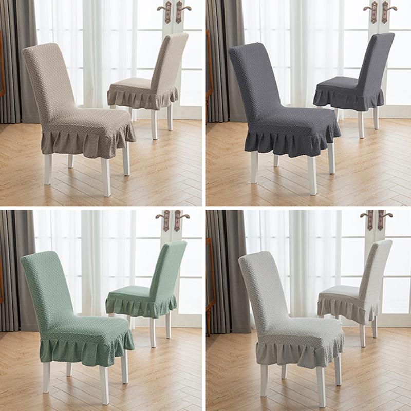 Nordic Checkered Jacquard Chair Cover SolidColor Stretch Seat Slipcover Spandex Chair Protector Kitchen Dining Room Home Wedding