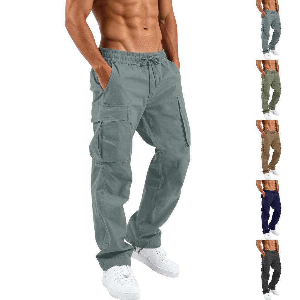 Men's Casual Cargo Pants with Multiple Pockets for Athletic Everyday Wear